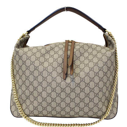 GUCCI GG Supreme Canvas Hobo Shoulder Bag Beige/Brown
