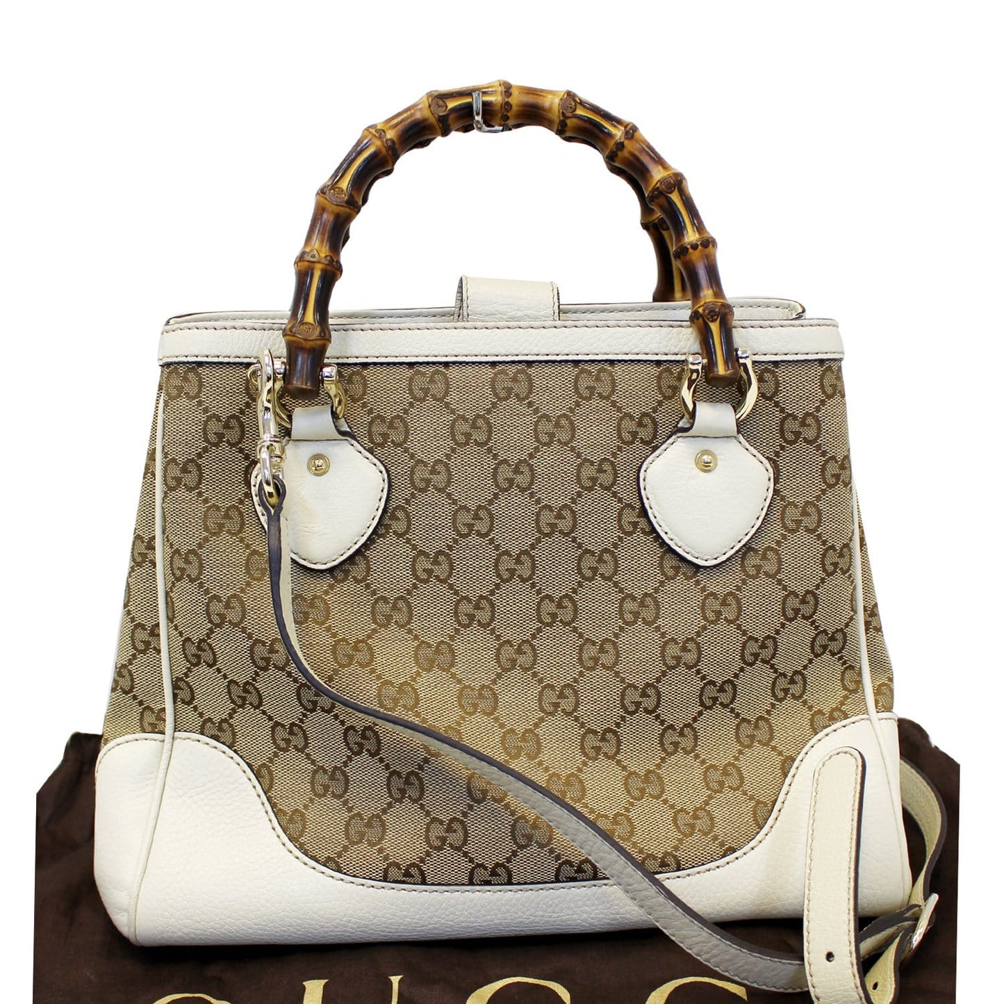GUCCI Bamboo Diana GG Canvas 2Way Shoulder Handbag