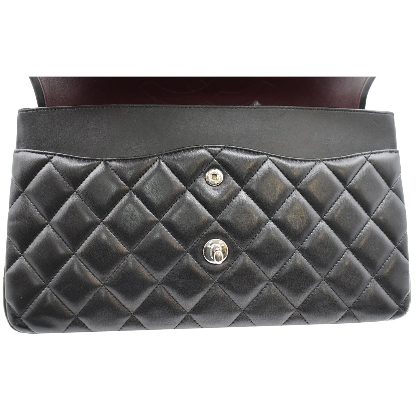 CHANEL Classic Jumbo Double Flap Lambskin Leather Shoulder Bag Black
