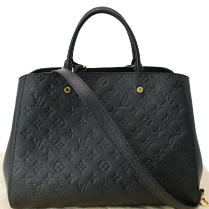 LOUIS VUITTON Montaigne GM Empreinte Leather Shoulder Bag Black