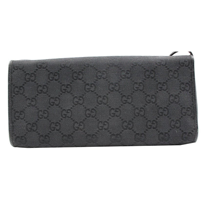 GUCCI Bamboo GG Monogram Canvas Clutch Bag Black