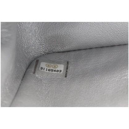 CHANEL Mini Square Flap Quilted Leather Shoulder Bag Metallic Silver