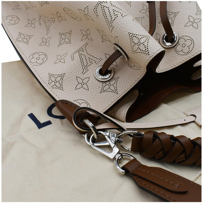 LOUIS VUITTON Muria Mahina Perforated Leather Shoulder Bag Cream