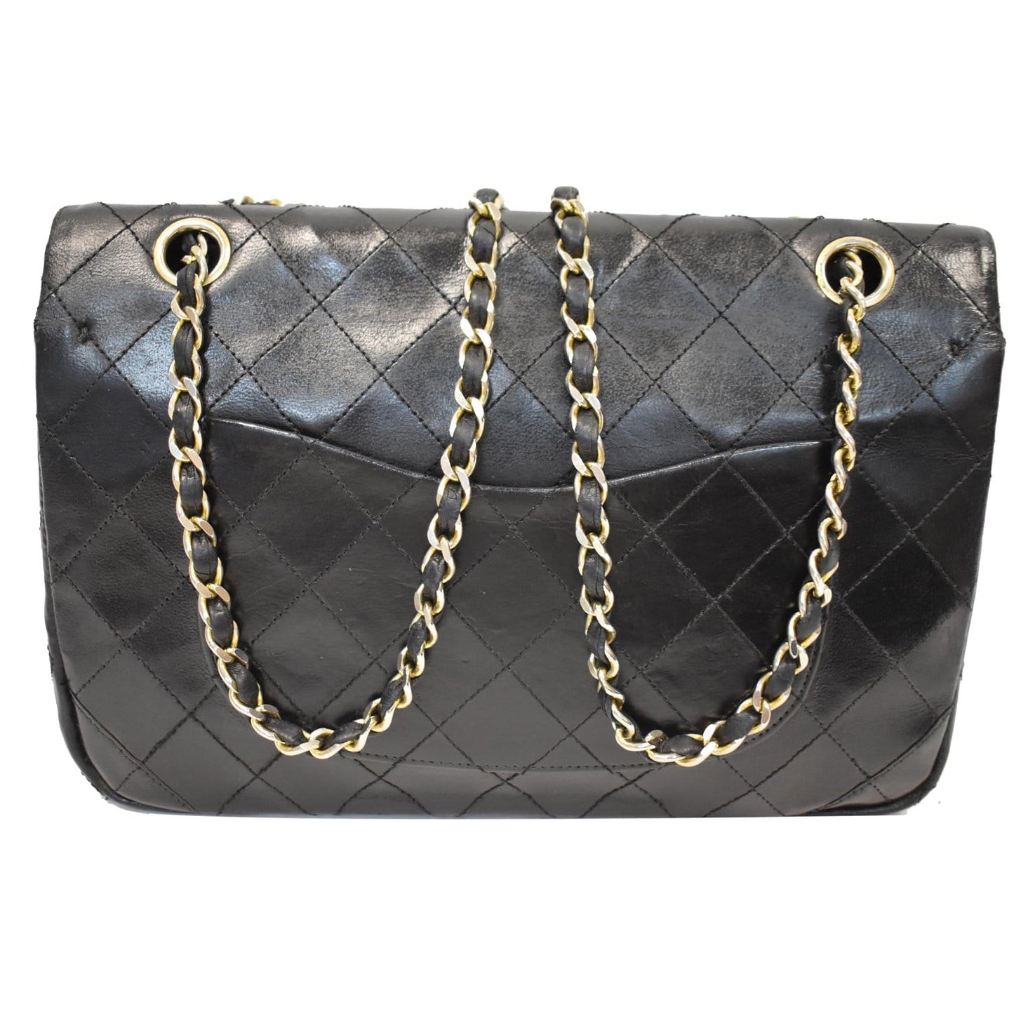CHANEL CC Vintage Classic Medium Double Flap Calf Shoulder Bag Black