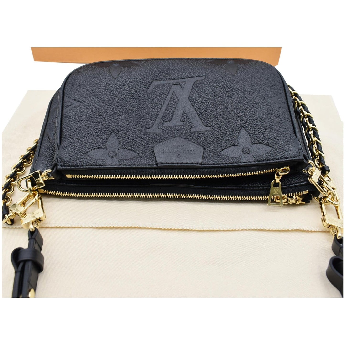LOUIS VUITTON Multi Pochette Accessories Empreinte Clutch Bag Black