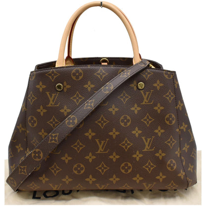 LOUIS VUITTON Montaigne MM Monogram Canvas Shoulder Bag Brown