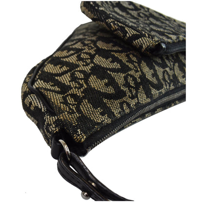 CHRISTIAN DIOR Mini Saddle Monogram Pochette Shoulder Bag Black
