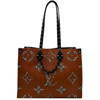 LOUIS VUITTON Onthego Jungle GM Giant Monogram Canvas Tote Shoulder Bag Black