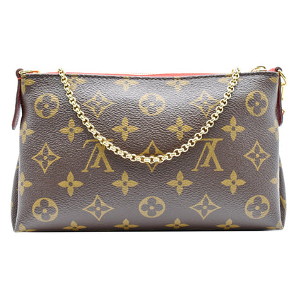 LOUIS VUITTON Pallas Monogram Canvas Clutch Crossbody Bag Cherry