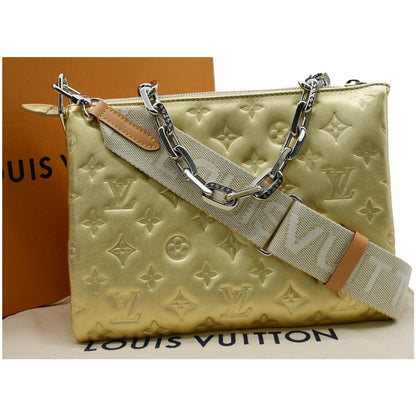 LOUIS VUITTON Coussin PM Monogram Embossed Shoulder Bag Gold