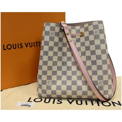 LOUIS VUITTON Neonoe MM Damier Azur Shoulder Bag Rose