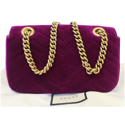 GUCCI GG Marmont Velvet Mini Shoulder Crossbody Bag Purple