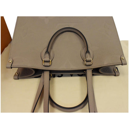LOUIS VUITTON Onthego MM Monogram Empreinte Shoulder Bag Tourterelle