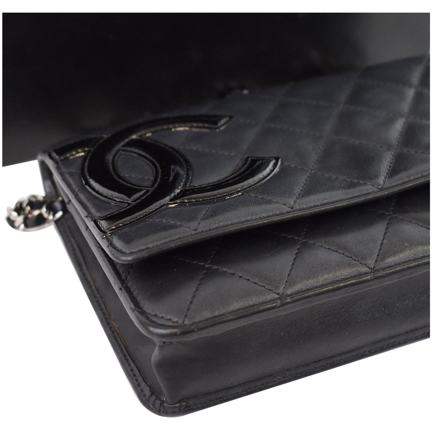 CHANEL Cambon Ligne Quilted Leather WOC Clutch Bag Black