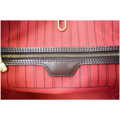 LOUIS VUITTON Neverfull MM Damier Ebene Tote Shoulder Bag Brown