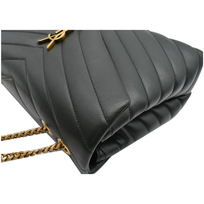 YVES SAINT LAURENT Loulou Medium Matelasse Leather Chain Shoulder Bag Green