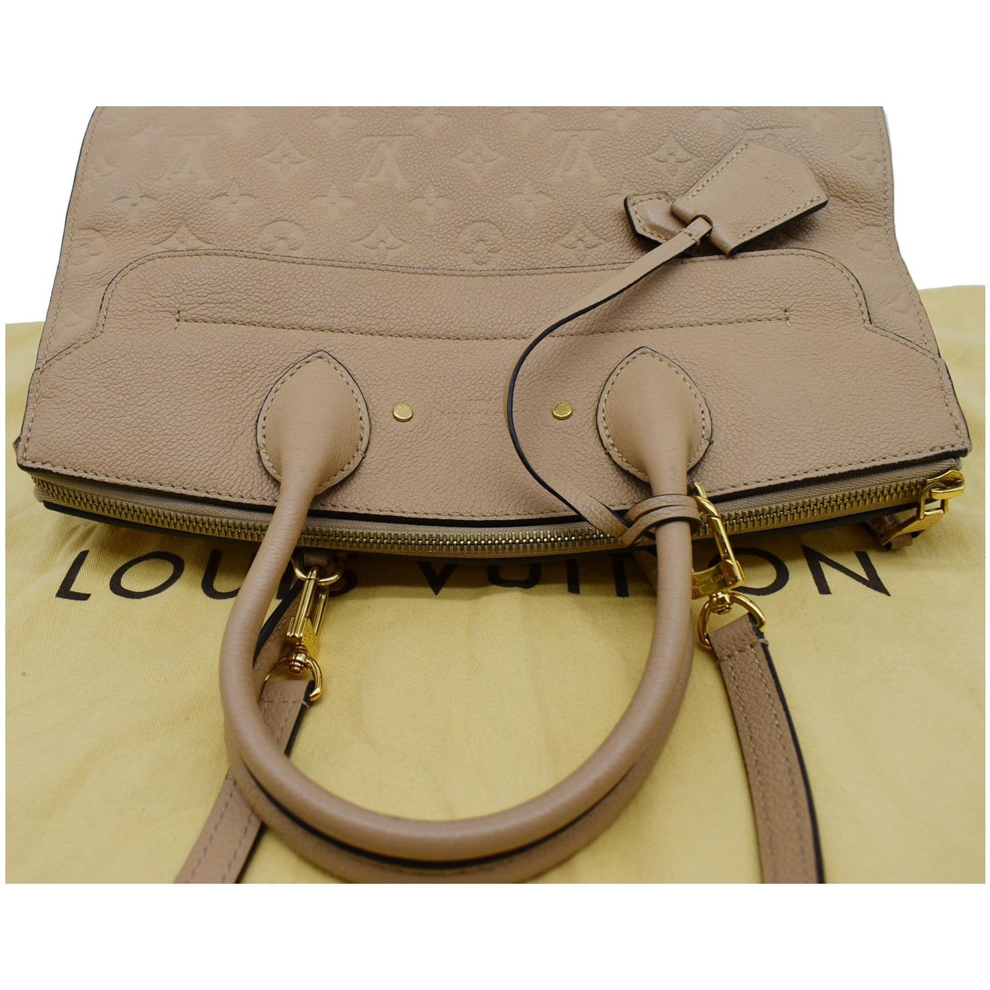 LOUIS VUITTON Pont Neuf MM Monogram Empreinte Leather Shoulder Bag Beige
