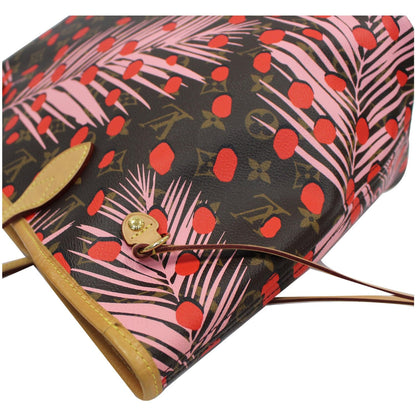 LOUIS VUITTON Neverfull MM Monogram Jungle Dot Shoulder Bag Brown