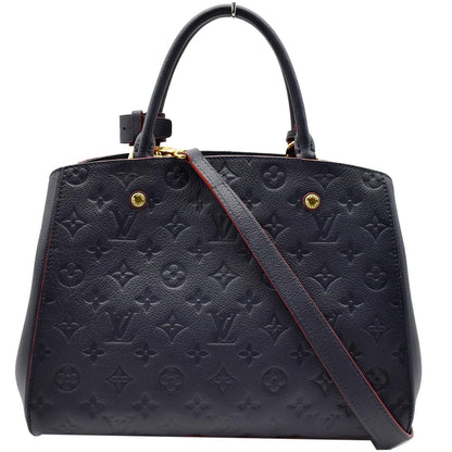 LOUIS VUITTON Montaigne MM Monogram Empreinte Shoulder Bag Blue