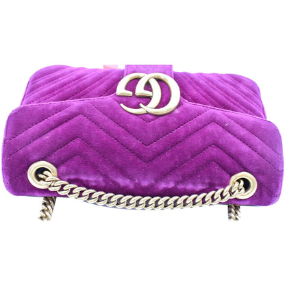 GUCCI GG Marmont Velvet Small Shoulder Bag Purple 443497