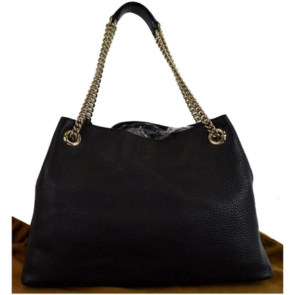 GUCCI Soho Pebbled Leather Chain Shoulder Bag 308982 Black