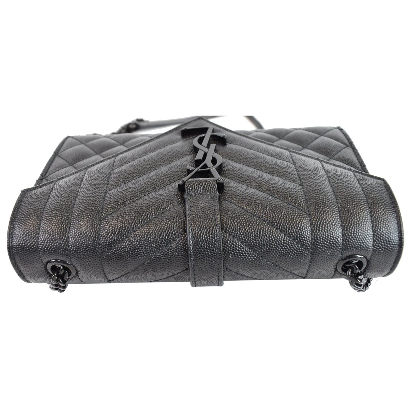 YVES SAINT LAURENT Small Envelope Matelassé Leather Shoulder Bag Black