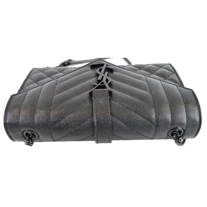 YVES SAINT LAURENT Small Envelope Matelassé Leather Shoulder Bag Black