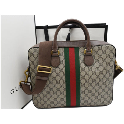 GUCCI Ophidia Soft GG Supreme Canvas Leather Briefcase Shoulder Bag Beige 574793