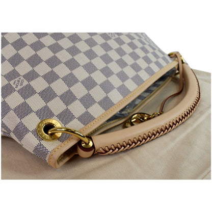LOUIS VUITTON Artsy MM Damier Azur Shoulder Bag White