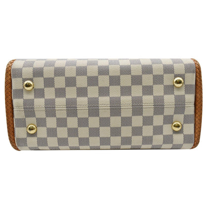 LOUIS VUITTON Propriano Damier Azur Tote Shoulder Bag White