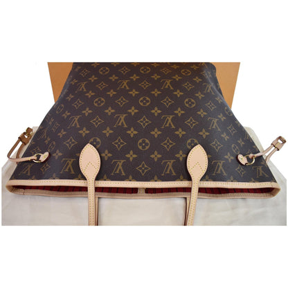 LOUIS VUITTON Neverfull MM Monogram Canvas Tote Shoulder Bag Brown