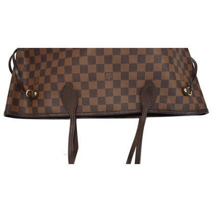 LOUIS VUITTON Neverfull MM Damier Ebene Tote Shoulder Bag Brown