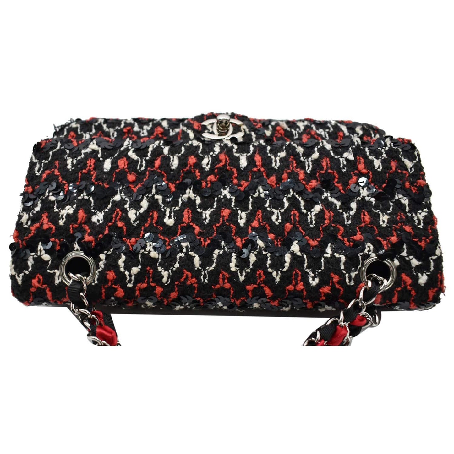 CHANEL Flap Tweed Fabric Shoulder Bag Multicolor