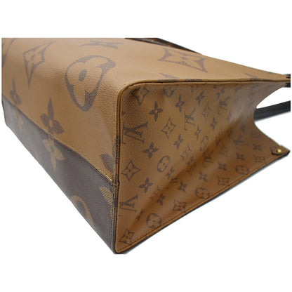 LOUIS VUITTON Onthego GM Reverse Monogram Giant Canvas Shoulder Bag Brown