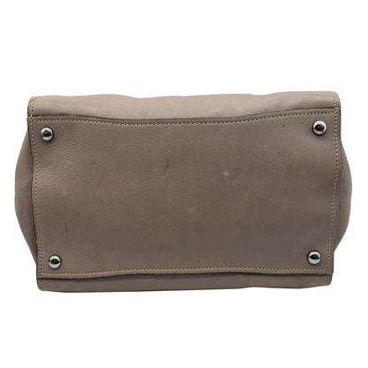 PRADA City Twin Pocket Calf Leather Tote Shoulder Bag Taupe