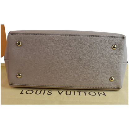 Louis Vuitton Lockme Ever MM Pebbled Leather Shoulder Bag Greige