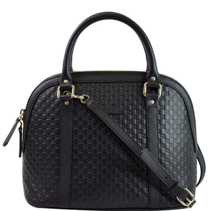 GUCCI Dome Medium Microguccissima Leather Shoulder Bag Black 449663