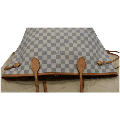 LOUIS VUITTON  Neverfull MM Damier Azur Tote Shoulder Bag White