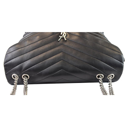 YVES SAINT LAURENT Large Loulou Calfskin Matelasse Chain Shoulder Bag Black