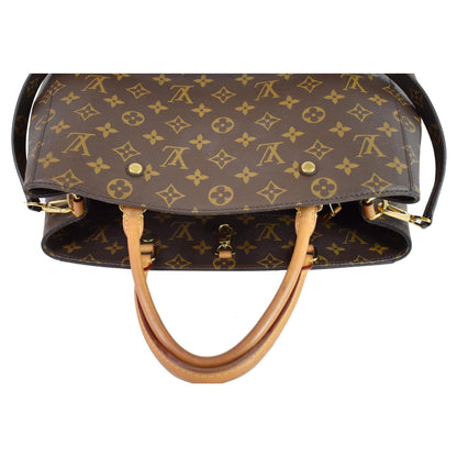 LOUIS VUITTON Montaigne GM Monogram Canvas Shoulder Bag Brown