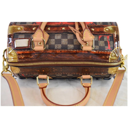 LOUIS VUITTON Time Trunk Speedy 30 Bandouliere Damier Shoulder Bag Black