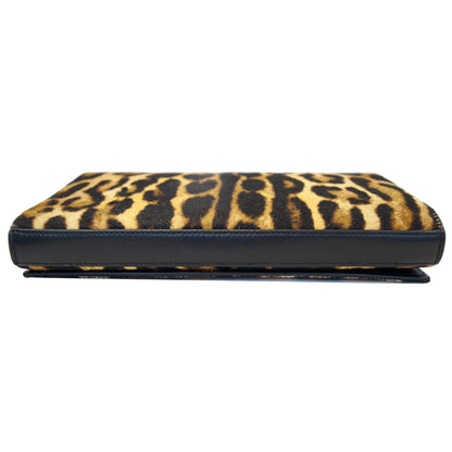 YVES SAINT LAURENT Kate Monogramme Leopard Print Shoulder Bag Black