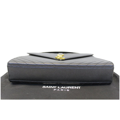 YVES SAINT LAURENT Large Envelope Grain De Poudre Chain Shoulder Bag Black