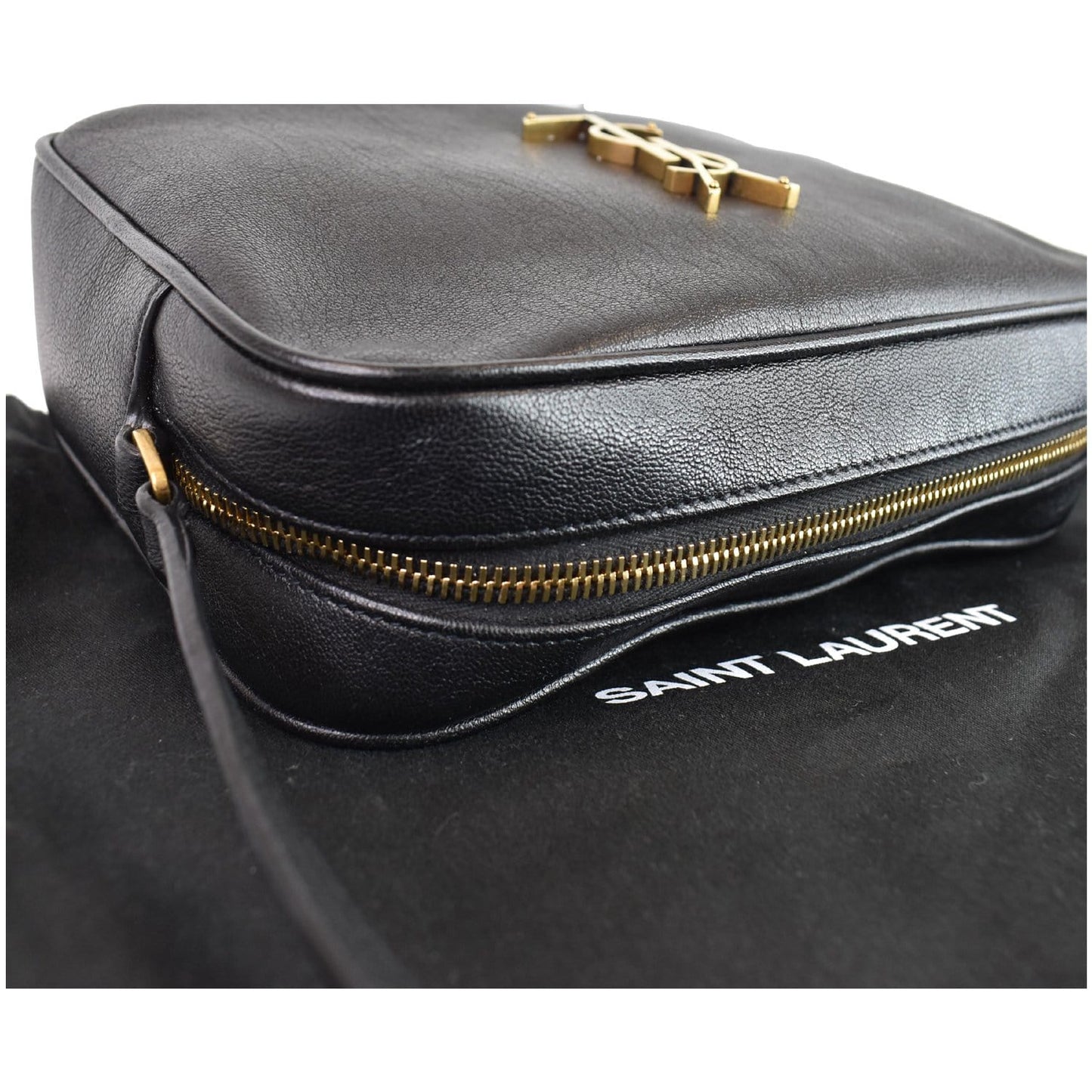 YVES SAINT LAURENT Lou Camera Monogram Leather Shoulder Bag Black