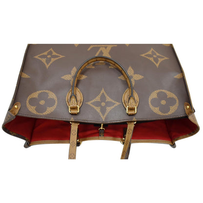 LOUIS VUITTON Onthego GM Reverse Monogram Giant Canvas Tote Shoulder Bag Brown
