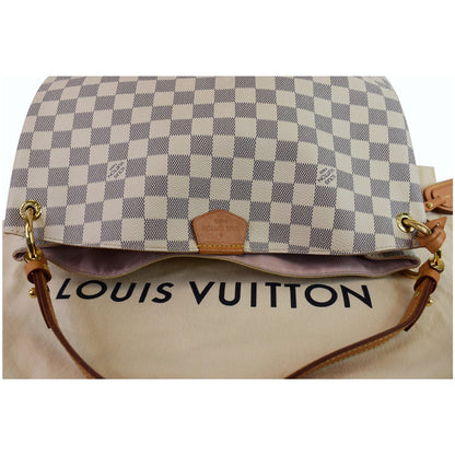 LOUIS VUITTON Graceful PM Damier Azur Shoulder Bag White
