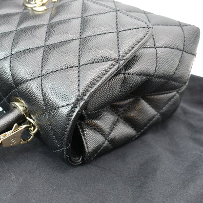 CHANEL Coco Mini Top Handle Caviar Leather Shoulder Bag Black