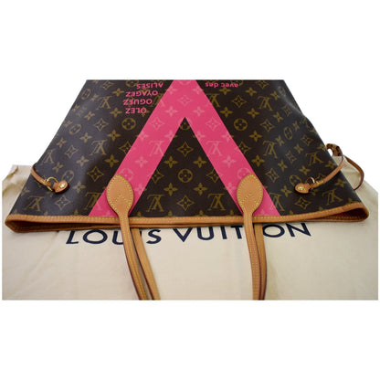 LOUIS VUITTON Neverfull MM V Grenade Monogram Canvas Shoulder Bag Brown