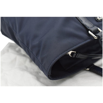 PRADA Nylon Leather Shopping Tote Shoulder Bag Dark Blue