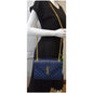 YVES SAINT LAURENT Envelope Chain Medium Leather Shoulder Bag Blue